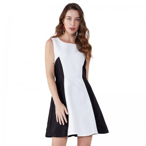 2019 Czarny Biały Patchwork Kochanie Casual Sukienki Moda damska Sukienka Odzież JSDJ2258