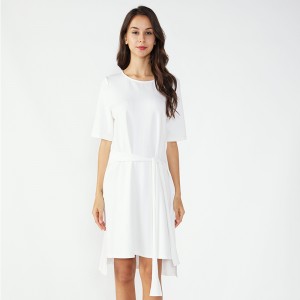 Midi Biała kaftanowa sukienka ciążowa w stylu vintage dla kobiet